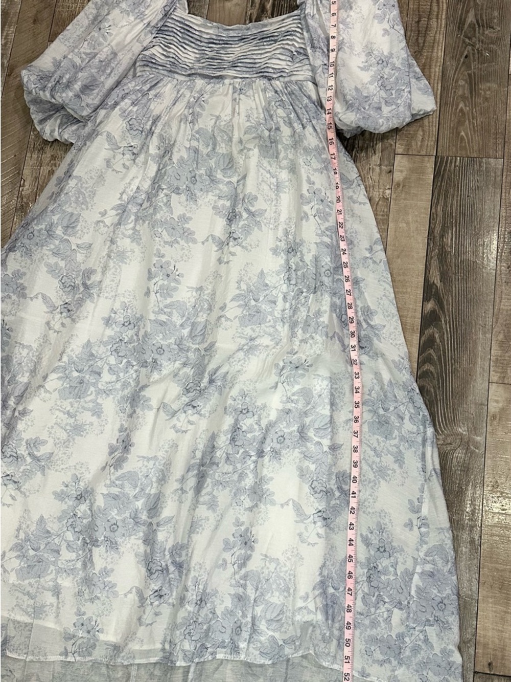 Worth Collective Melody Maxi Dress Blue Floral Puff Sleeve Tie Back Size L - Picture 14 of 15